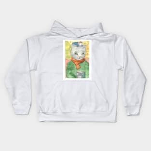 Cat and mouse watercolor Kids Hoodie